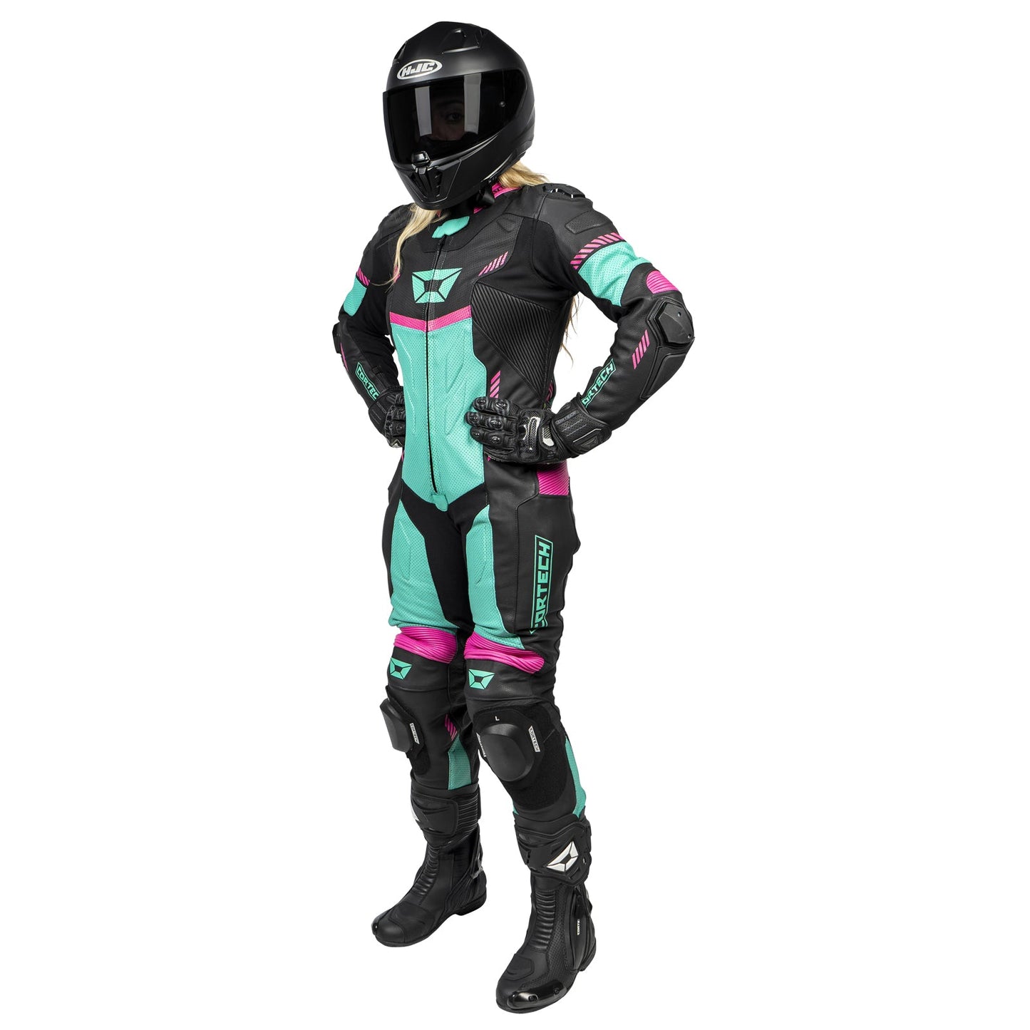 Cortech Women's Revo Sport Air 1 - Piece Suit - InGearMotoCortechBLACK/FLO - PINK TEAL