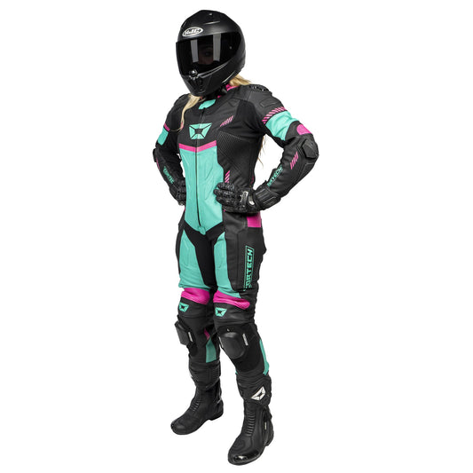 Cortech Women's Revo Sport Air 1 - Piece Suit - InGearMotoCortechBLACK/FLO - PINK TEAL
