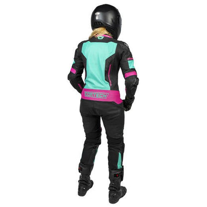 Cortech Women's Revo Sport Air 1 - Piece Suit - InGearMotoCortechBLACK/FLO - PINK TEAL
