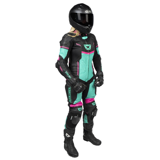 Cortech Women's Revo Sport Air 1 - Piece Suit - InGearMotoCortechBLACK/FLO - PINK TEAL