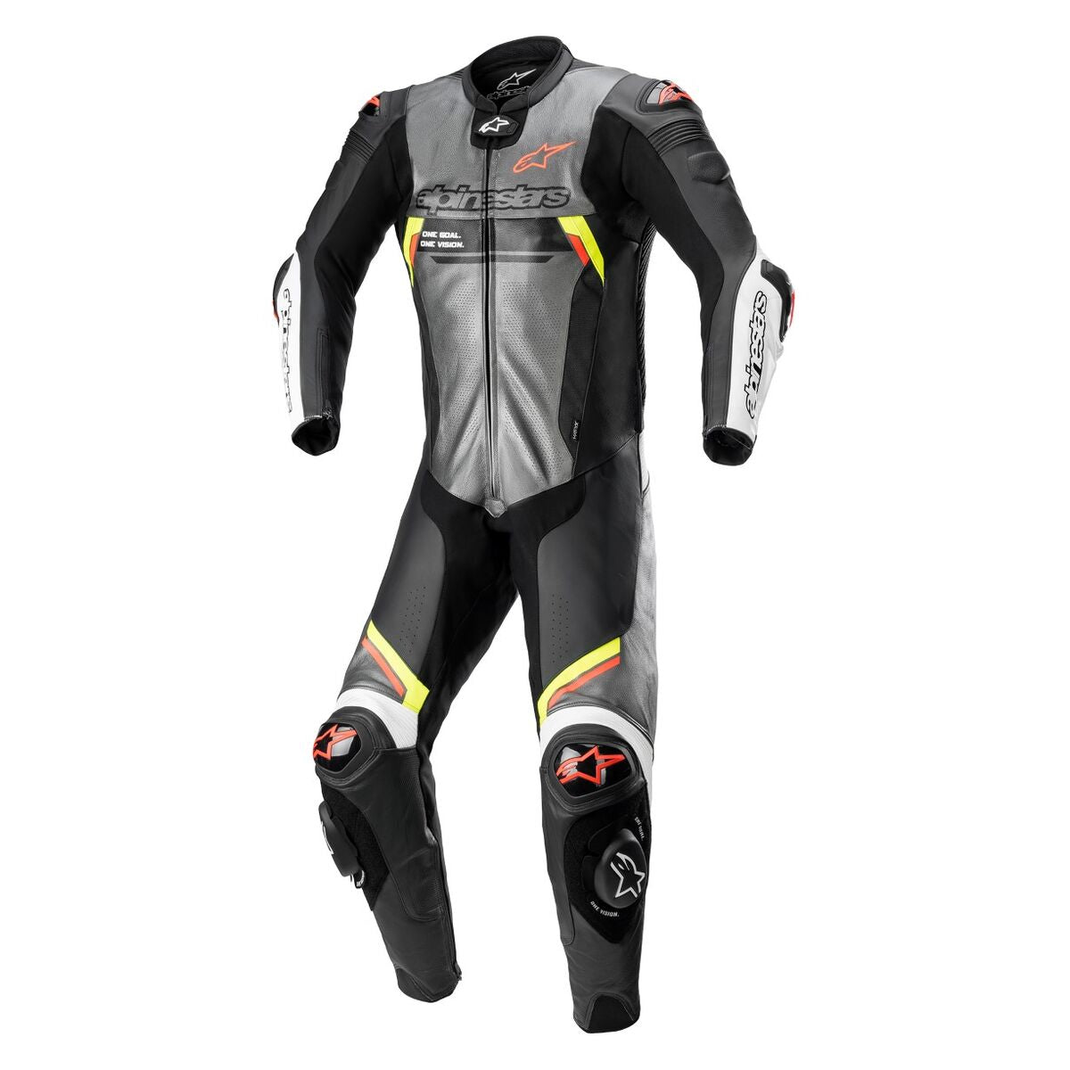 Alpinestars Missile Ignition V2 1PC Suit - InGearMotoAlpinestarsMotorcycle SuitMetallic Gray/Black/Yellow/Red Fluo